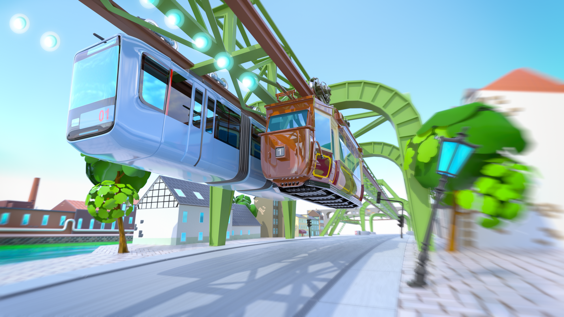 Schwebebahn-Runner: 3D-Inszenierung der Wuppertaler Schwebebahn